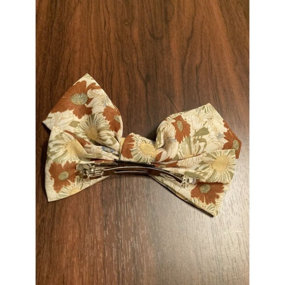 Floral Hair Bow Women OS Multicolor Excellent French Barrette Oversized Clip - Picture 3 of 5